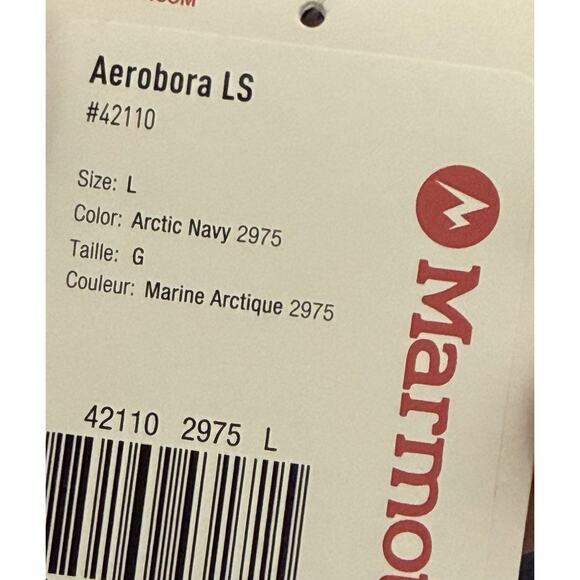 NWT MENS MARMOT AEROBORA Long Sleeve Arctic Navy Button Shirt Size Large L - Picture 4 of 4